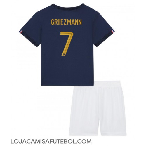 Camisa de Futebol França Antoine Griezmann #7 Equipamento Principal Infantil Mundo 2022 Manga Curta (+ Calças curtas)